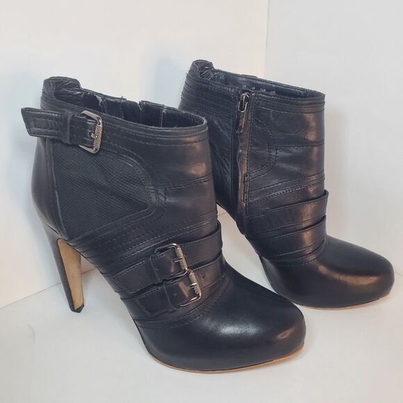 Sam Edelman Boots Womens Sz 9 Kenley High Heels Ankle Booties Black Leather Zip - Picture 4 of 13